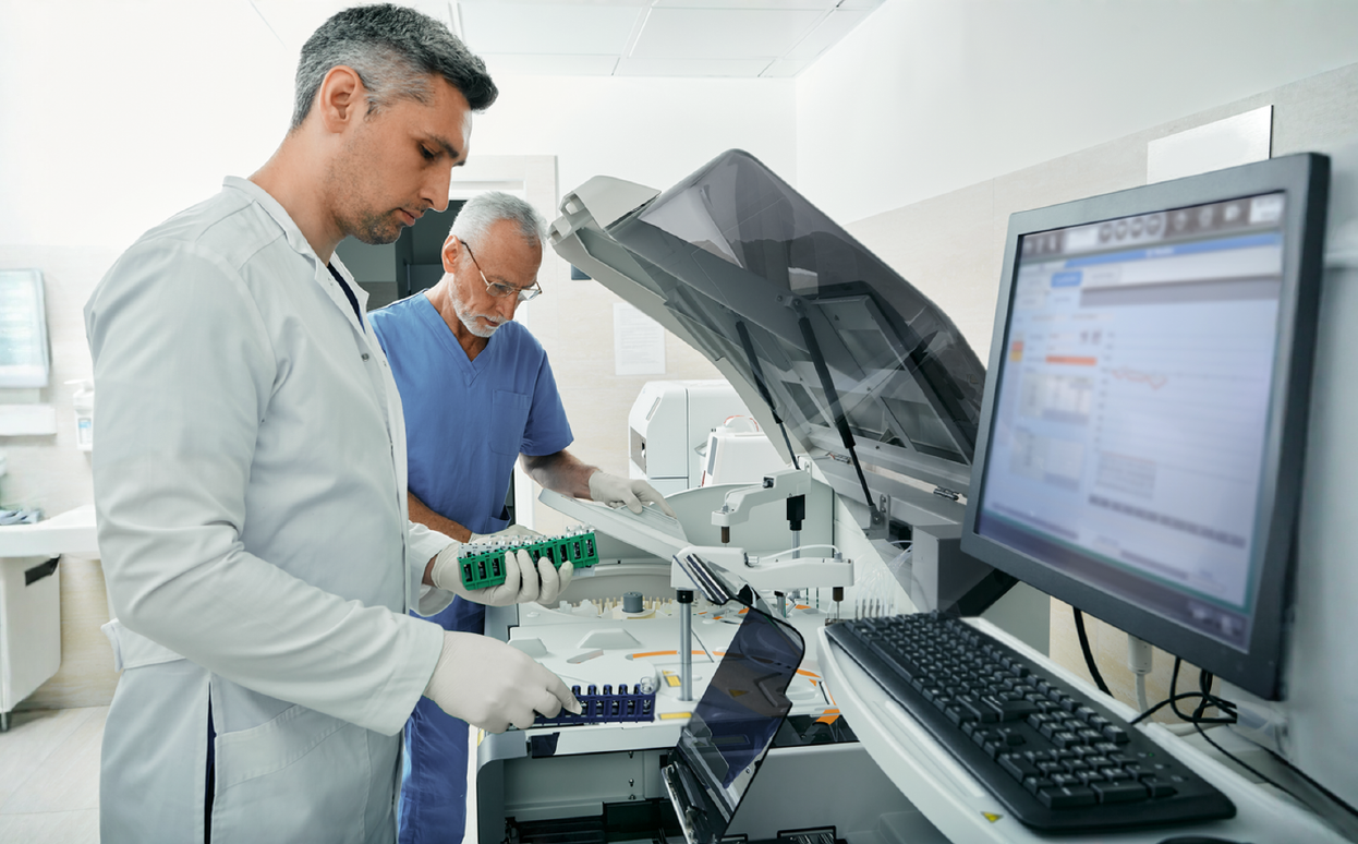 Scientists performing genetic testing in the lab