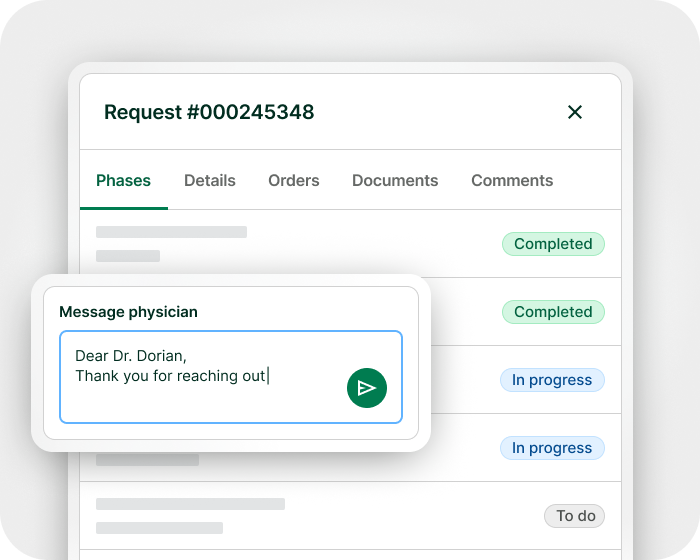 EAP request management in one interface, message physicians