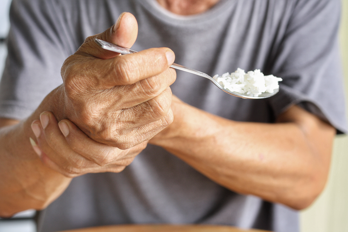 Man with tremor in one hand