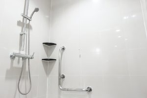 Grab bars in bathroom