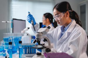 Researchers investigating in a lab