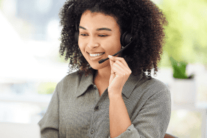 Patient navigator talking on the phone