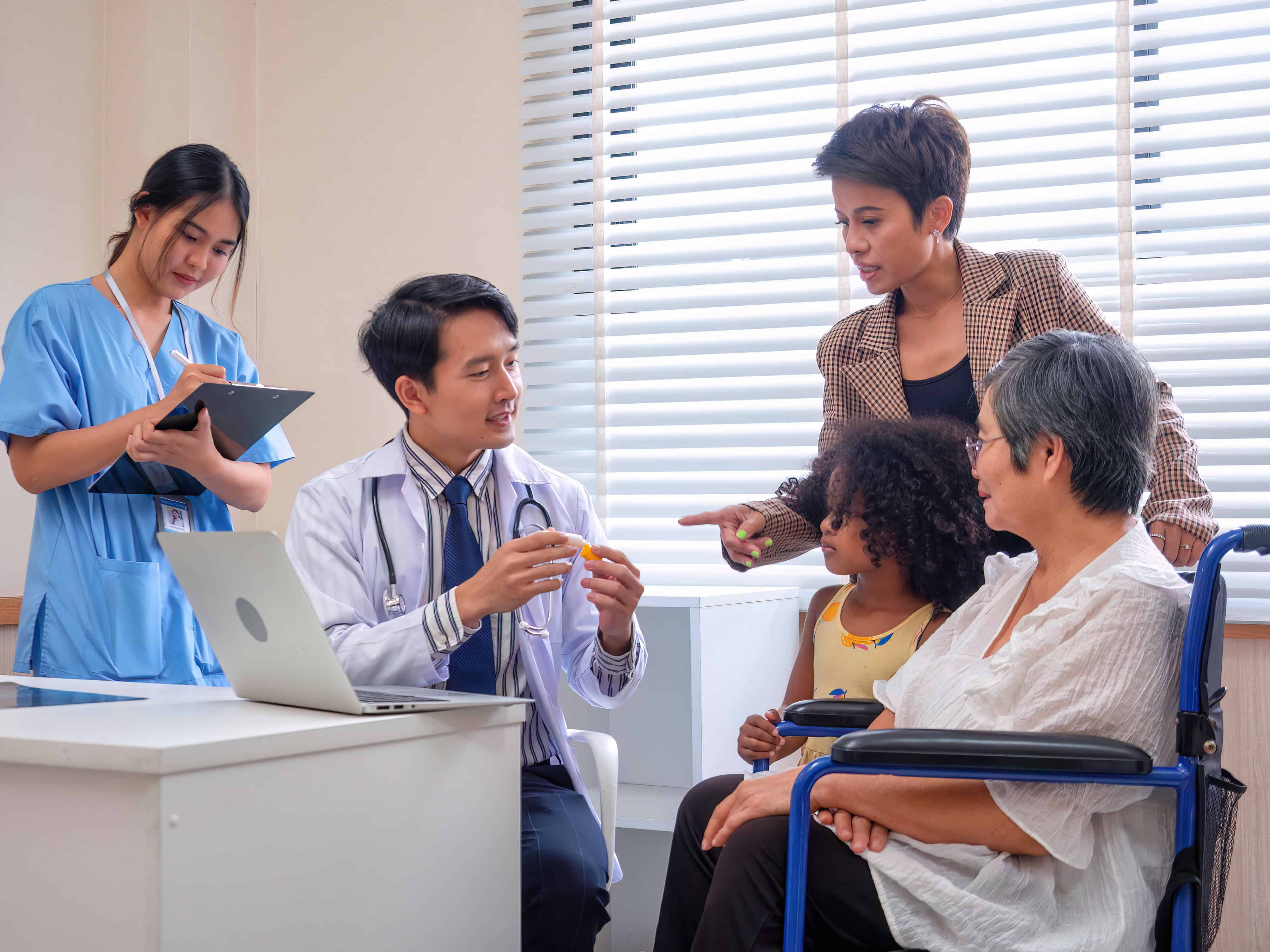 Doctors discussing a clinical trial with patients